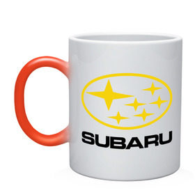 Кружка хамелеон с принтом Subaru Logo , керамика | меняет цвет при нагревании, емкость 330 мл | logo | subaru | автомобиль | логотип | марка | субару