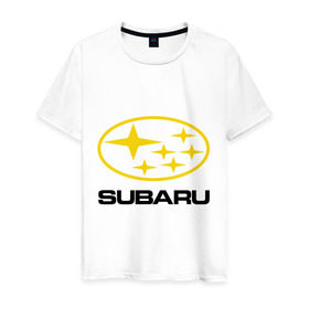 Мужская футболка хлопок с принтом Subaru Logo , 100% хлопок | прямой крой, круглый вырез горловины, длина до линии бедер, слегка спущенное плечо. | logo | subaru | автомобиль | логотип | марка | субару