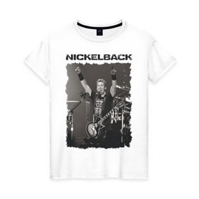 Женская футболка хлопок с принтом Nickelback , 100% хлопок | прямой крой, круглый вырез горловины, длина до линии бедер, слегка спущенное плечо | nickelback | альтернативный | рок | хард