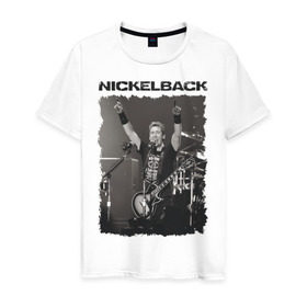 Мужская футболка хлопок с принтом Nickelback , 100% хлопок | прямой крой, круглый вырез горловины, длина до линии бедер, слегка спущенное плечо. | Тематика изображения на принте: nickelback | альтернативный | рок | хард