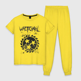 Женская пижама хлопок с принтом Whitechapel , 100% хлопок | брюки и футболка прямого кроя, без карманов, на брюках мягкая резинка на поясе и по низу штанин | deathcore | whitechapel | дэткор | метал