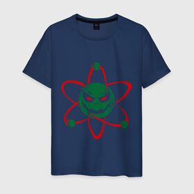Мужская футболка хлопок с принтом Злой атом , 100% хлопок | прямой крой, круглый вырез горловины, длина до линии бедер, слегка спущенное плечо. | атом | злобный | молекула | физика | химия