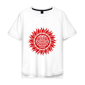 Мужская футболка хлопок Oversize с принтом Солнце древний символ , 100% хлопок | свободный крой, круглый ворот, “спинка” длиннее передней части | древний | лицо | символ | солнце
