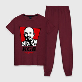 Женская пижама хлопок с принтом KGB - So Good , 100% хлопок | брюки и футболка прямого кроя, без карманов, на брюках мягкая резинка на поясе и по низу штанин | Тематика изображения на принте: kfc | kgb | владимир | ильич | кгб | ленин