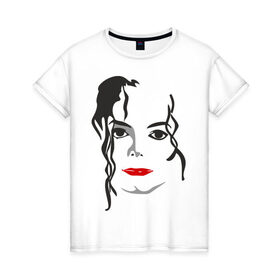 Женская футболка хлопок с принтом Michael Jackson , 100% хлопок | прямой крой, круглый вырез горловины, длина до линии бедер, слегка спущенное плечо | 