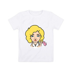 Детская футболка хлопок с принтом Мерлин Монро faceq , 100% хлопок | круглый вырез горловины, полуприлегающий силуэт, длина до линии бедер | faceq | знаменитость | мерилин | мерлин монро