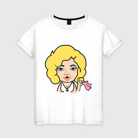 Женская футболка хлопок с принтом Мерлин Монро faceq , 100% хлопок | прямой крой, круглый вырез горловины, длина до линии бедер, слегка спущенное плечо | faceq | знаменитость | мерилин | мерлин монро