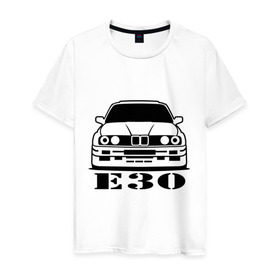 Мужская футболка хлопок с принтом e30 , 100% хлопок | прямой крой, круглый вырез горловины, длина до линии бедер, слегка спущенное плечо. | bmw | e30 | автомобиль | бмв | е30 | машина