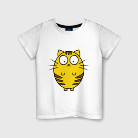 Детская футболка хлопок с принтом Пузатый котенок , 100% хлопок | круглый вырез горловины, полуприлегающий силуэт, длина до линии бедер | кот | круглый | милый | овальный | пузатый | толстый