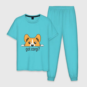 Мужская пижама хлопок с принтом Got Corgi , 100% хлопок | брюки и футболка прямого кроя, без карманов, на брюках мягкая резинка на поясе и по низу штанин
 | Тематика изображения на принте: got corgi | корги | пес | собака