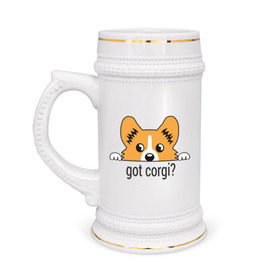 Кружка пивная с принтом Got Corgi ,  керамика (Материал выдерживает высокую температуру, стоит избегать резкого перепада температур) |  объем 630 мл | got corgi | корги | пес | собака