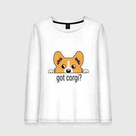 Женский лонгслив хлопок с принтом Got Corgi , 100% хлопок |  | Тематика изображения на принте: got corgi | корги | пес | собака