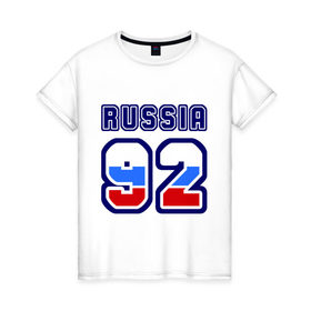 Женская футболка хлопок с принтом Russia - 92 (Севастополь) , 100% хлопок | прямой крой, круглый вырез горловины, длина до линии бедер, слегка спущенное плечо | 