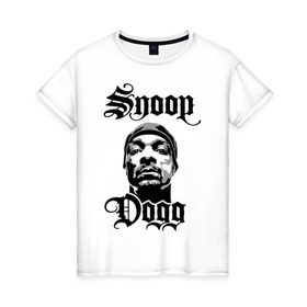 Женская футболка хлопок с принтом Snoop Dogg , 100% хлопок | прямой крой, круглый вырез горловины, длина до линии бедер, слегка спущенное плечо | Тематика изображения на принте: rap | snoop dogg | музыка | рэп | снуп дог