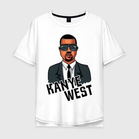 Мужская футболка хлопок Oversize с принтом kanye west , 100% хлопок | свободный крой, круглый ворот, “спинка” длиннее передней части | 