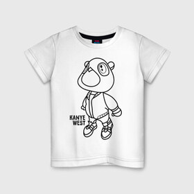 Детская футболка хлопок с принтом kanye west , 100% хлопок | круглый вырез горловины, полуприлегающий силуэт, длина до линии бедер | kanye west | rap | кани вест | медведь | музыка | рэп