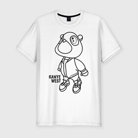 Мужская футболка премиум с принтом kanye west , 92% хлопок, 8% лайкра | приталенный силуэт, круглый вырез ворота, длина до линии бедра, короткий рукав | kanye west | rap | кани вест | медведь | музыка | рэп