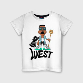 Детская футболка хлопок с принтом kanye west , 100% хлопок | круглый вырез горловины, полуприлегающий силуэт, длина до линии бедер | kanye west | rap | кани вест | музыка | рэп