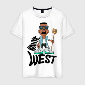 Мужская футболка хлопок с принтом kanye west , 100% хлопок | прямой крой, круглый вырез горловины, длина до линии бедер, слегка спущенное плечо. | Тематика изображения на принте: kanye west | rap | кани вест | музыка | рэп