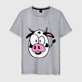 Мужская футболка хлопок с принтом Буренок , 100% хлопок | прямой крой, круглый вырез горловины, длина до линии бедер, слегка спущенное плечо. | бук | буренка | корова | круглый | теленок