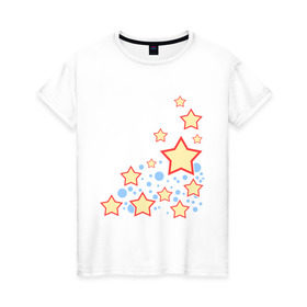 Женская футболка хлопок с принтом Звезды и круги , 100% хлопок | прямой крой, круглый вырез горловины, длина до линии бедер, слегка спущенное плечо | звезды | рисунок | узор