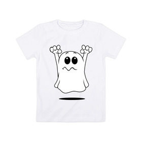 Детская футболка хлопок с принтом Привидение , 100% хлопок | круглый вырез горловины, полуприлегающий силуэт, длина до линии бедер | ghost | привидение | призрак