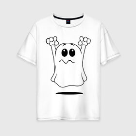Женская футболка хлопок Oversize с принтом Привидение , 100% хлопок | свободный крой, круглый ворот, спущенный рукав, длина до линии бедер
 | ghost | привидение | призрак