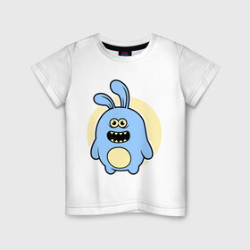 Детская футболка хлопок с принтом Толстый заяц , 100% хлопок | круглый вырез горловины, полуприлегающий силуэт, длина до линии бедер | заяц | кролик | милй | странный | толстый
