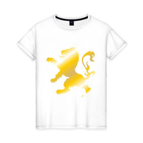 Женская футболка хлопок с принтом The Lion Rampant , 100% хлопок | прямой крой, круглый вырез горловины, длина до линии бедер, слегка спущенное плечо | lion | rampant | герб | золото | лев