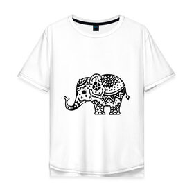 Мужская футболка хлопок Oversize с принтом Слоник узор , 100% хлопок | свободный крой, круглый ворот, “спинка” длиннее передней части | Тематика изображения на принте: слон