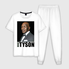 Мужская пижама хлопок с принтом Mike Tyson , 100% хлопок | брюки и футболка прямого кроя, без карманов, на брюках мягкая резинка на поясе и по низу штанин
 | майк тайсон