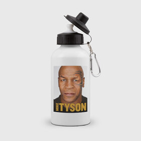 Бутылка спортивная с принтом Mike Tyson , металл | емкость — 500 мл, в комплекте две пластиковые крышки и карабин для крепления | Тематика изображения на принте: 