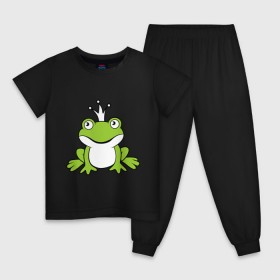 Детская пижама хлопок с принтом Царица лягушечка , 100% хлопок |  брюки и футболка прямого кроя, без карманов, на брюках мягкая резинка на поясе и по низу штанин
 | лягушка | царевна | царица