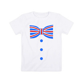 Детская футболка хлопок с принтом Галстук бабочка британский флаг 2 , 100% хлопок | круглый вырез горловины, полуприлегающий силуэт, длина до линии бедер | бабочка