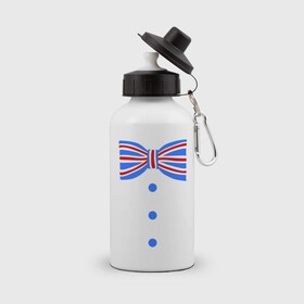 Бутылка спортивная с принтом Галстук бабочка британский флаг 2 , металл | емкость — 500 мл, в комплекте две пластиковые крышки и карабин для крепления | бабочка