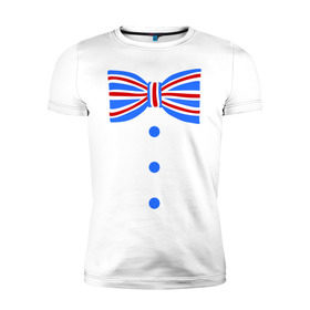 Мужская футболка премиум с принтом Галстук бабочка британский флаг 2 , 92% хлопок, 8% лайкра | приталенный силуэт, круглый вырез ворота, длина до линии бедра, короткий рукав | Тематика изображения на принте: бабочка