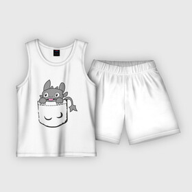 Детская пижама с шортами хлопок с принтом Маленькая Фурия в кармашке ,  |  | беззубик | как приручить дракона | ночная фурия | фурия