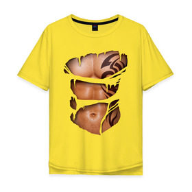 Мужская футболка хлопок Oversize с принтом Торс с тату , 100% хлопок | свободный крой, круглый ворот, “спинка” длиннее передней части | грудь | парень | порванная | тату | тело | торс | узор