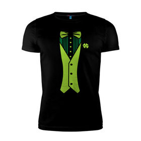 Мужская футболка премиум с принтом Ирландский костюм , 92% хлопок, 8% лайкра | приталенный силуэт, круглый вырез ворота, длина до линии бедра, короткий рукав | Тематика изображения на принте: смокинг
