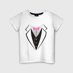 Детская футболка хлопок с принтом Смокинг , 100% хлопок | круглый вырез горловины, полуприлегающий силуэт, длина до линии бедер | Тематика изображения на принте: смокинг