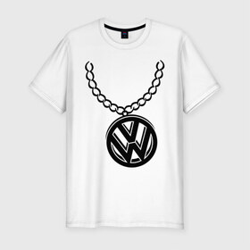 Мужская футболка премиум с принтом VW медальон , 92% хлопок, 8% лайкра | приталенный силуэт, круглый вырез ворота, длина до линии бедра, короткий рукав | volkswagen | вольксваген | логотип | медальон | фольксваген | цепь