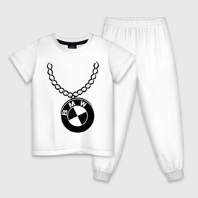 Детская пижама хлопок с принтом БМВ медальон , 100% хлопок |  брюки и футболка прямого кроя, без карманов, на брюках мягкая резинка на поясе и по низу штанин
 | bmw | бмв | логотип | медальон | цепь
