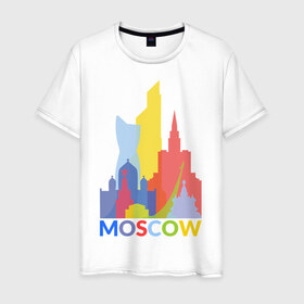 Мужская футболка хлопок с принтом Moscow (Москва) , 100% хлопок | прямой крой, круглый вырез горловины, длина до линии бедер, слегка спущенное плечо. | город | москва | россия | столица