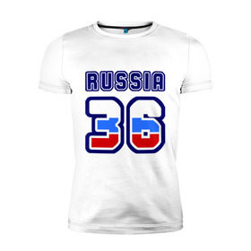 Мужская футболка премиум с принтом Russia - 36 (Воронежская область) , 92% хлопок, 8% лайкра | приталенный силуэт, круглый вырез ворота, длина до линии бедра, короткий рукав | 