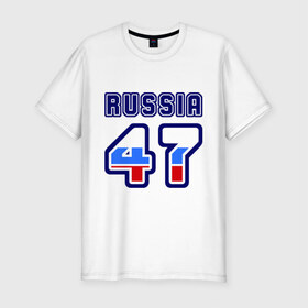 Мужская футболка премиум с принтом Russia - 47 (Ленинградская область) , 92% хлопок, 8% лайкра | приталенный силуэт, круглый вырез ворота, длина до линии бедра, короткий рукав | 