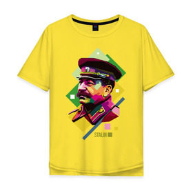Мужская футболка хлопок Oversize с принтом Сталин , 100% хлопок | свободный крой, круглый ворот, “спинка” длиннее передней части | wpap | знаменитости | революционер | русский | сталин