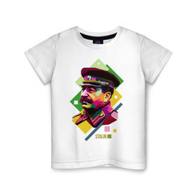 Детская футболка хлопок с принтом Сталин , 100% хлопок | круглый вырез горловины, полуприлегающий силуэт, длина до линии бедер | wpap | знаменитости | революционер | русский | сталин