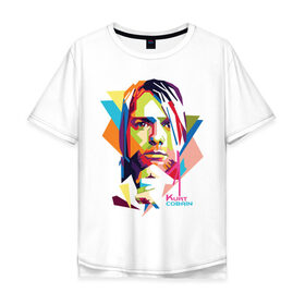 Мужская футболка хлопок Oversize с принтом Kurt Cobain , 100% хлопок | свободный крой, круглый ворот, “спинка” длиннее передней части | kurt cobain | nirvana | pock | wpap | знаменитости | курт кобейн | нирвана | рок