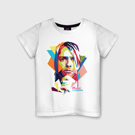 Детская футболка хлопок с принтом Kurt Cobain , 100% хлопок | круглый вырез горловины, полуприлегающий силуэт, длина до линии бедер | kurt cobain | nirvana | pock | wpap | знаменитости | курт кобейн | нирвана | рок