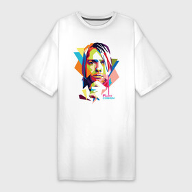 Платье-футболка хлопок с принтом Kurt Cobain ,  |  | kurt cobain | nirvana | pock | wpap | знаменитости | курт кобейн | нирвана | рок